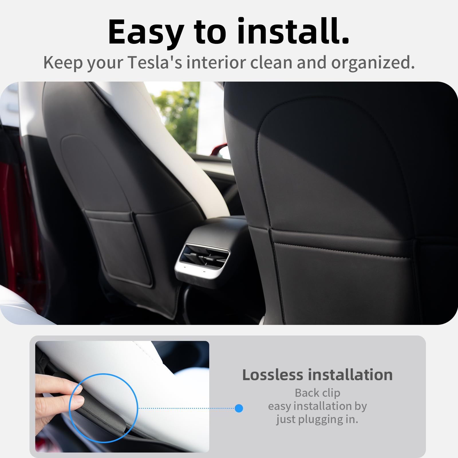 CYBERBEANS 2PCS Leather Backrest Kick Protectors for Tesla Model Y 3