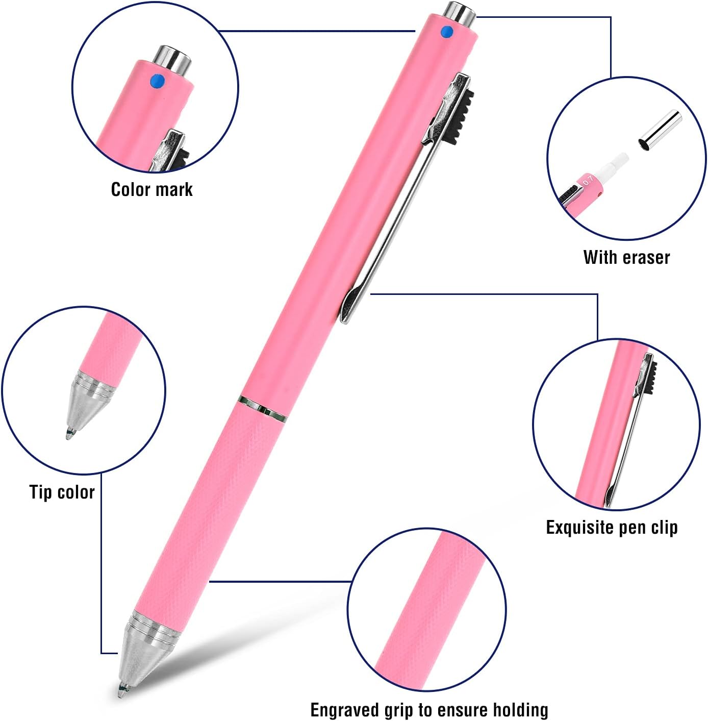 4-in-1 Multicolored Pen, Mechanical Pencil & Black Red Blue MetalPen, Multi ColoredPen with Portable Case & Refillable BallpointPen with Gift Box image 4