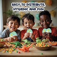 Vista 3 de Paquete de 24 caramelos de dinosaurio, huevos de dinosaurio para bebé, mini masticables de frutas para fiesta de dinosaurios, recuerdos de fiesta