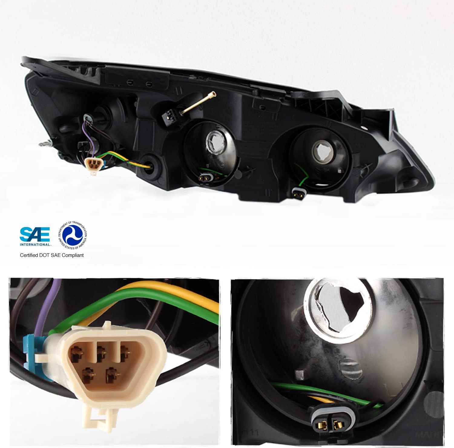 AKKON - For [Black Smoke] 2005 2006 2007 2008 2009 2010 Pontiac G6 Left + Right Side Headlights Replacement Set