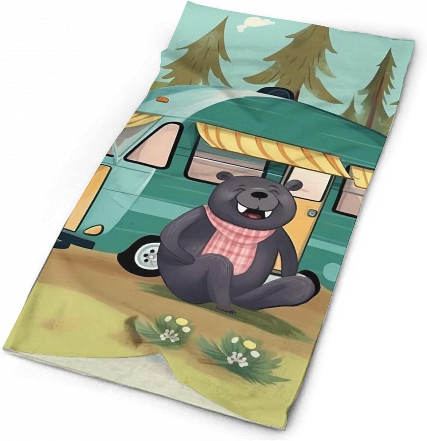 Happy Camper Winter Neck Gaiter Windproof Face Cover Scarf Stylish Warmer Bandana Cloth Soft Face Mask for Men Women Sun Cooling Scarf for Skiing Hiking Cycling