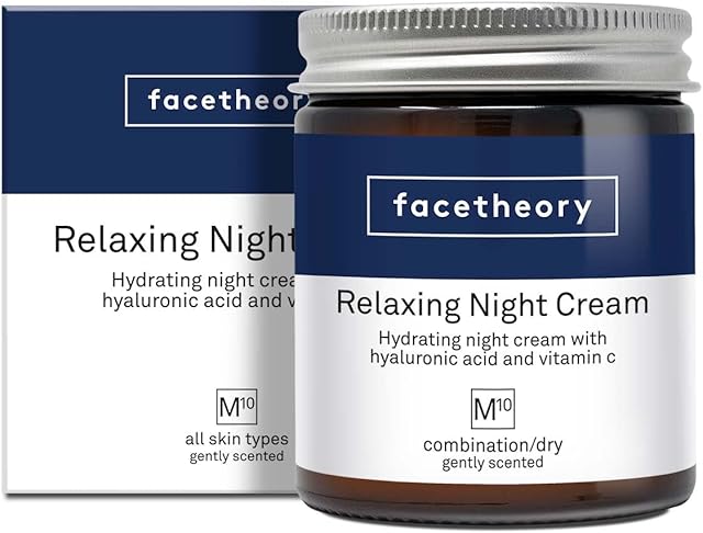 Facetheory Relaxing Night Cream M10 with Hyaluronic Acid, Vitamin C, Vitamin E and Argan Oil | Vegan & Cruelty-Free | Lavender | Made in UK | 50ml