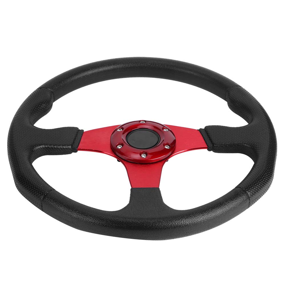 Tbest Kierownica Sportowa 14in 350mm, PU Aluminium, do Wyścigów (czerwony)