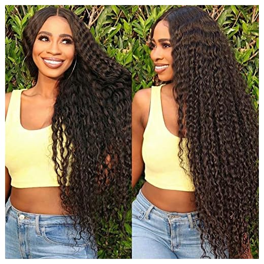 Water Curly Human Hair Bundles Water Wave 3 Bundles (24 26 28 Inch) Brazilian Virgin Remy Hair Weave Human Hair Water Wave Bundles Hair Extension Natural Color