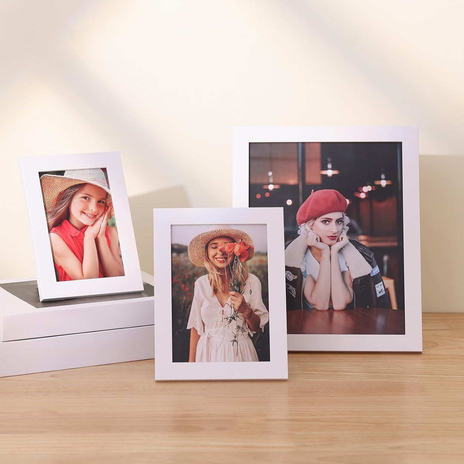 Vittanly Marco de fotos de 4 x 6 pulgadas, con paspartú para fotos de 3.5 x 5 pulgadas, color blanco | Marco de fotos de 4 x 6 pulgadas con plexiglás resistente a los golpes, marco de fotos para pared o mesa, 1 paquete