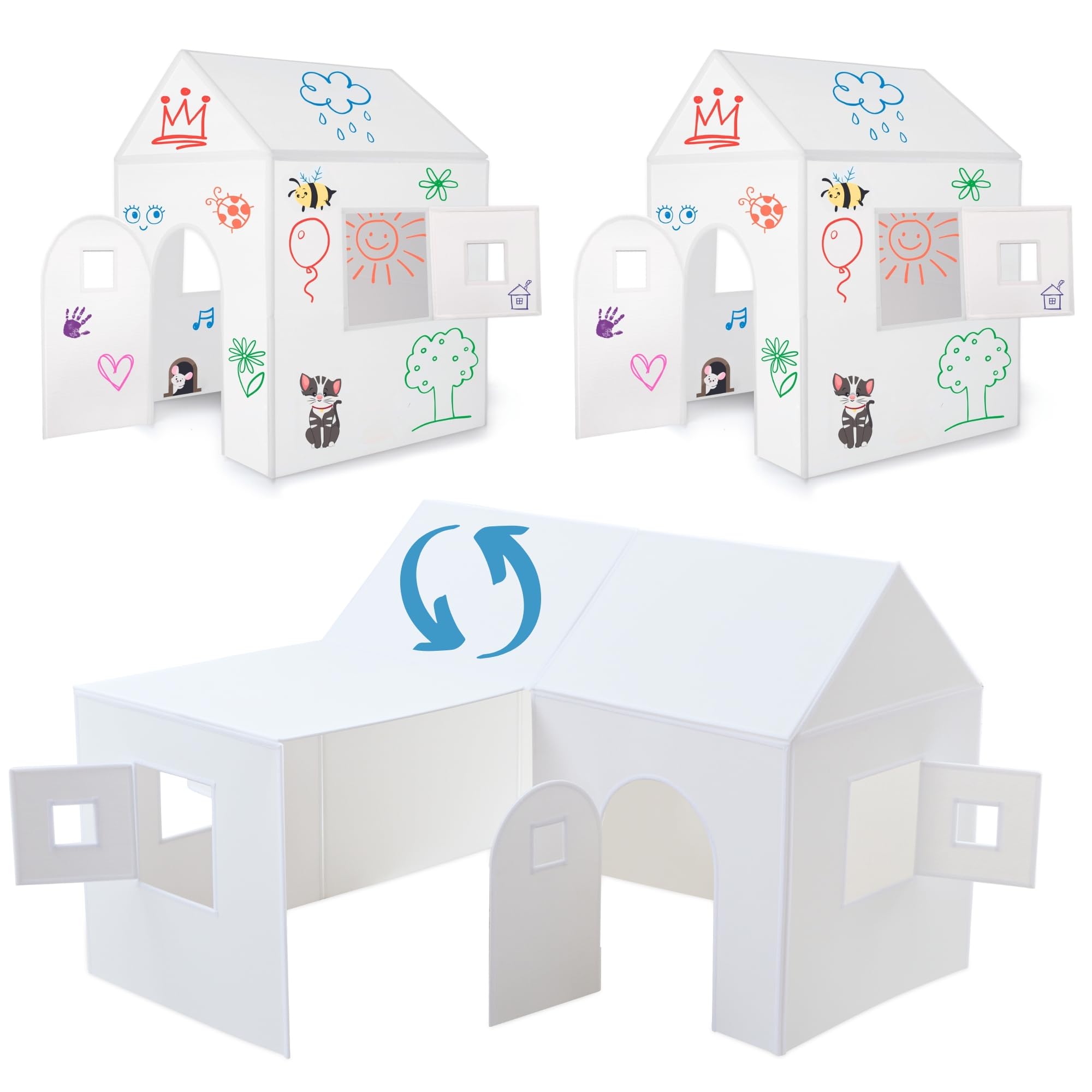 Juego de 2 ImagiNew Playhome – Siempre volver a pintar y limpiar – Casa de juegos para niños para interior y exterior con lápices y pegatinas, juguete Montessori a partir de 3 años, juguete para niños