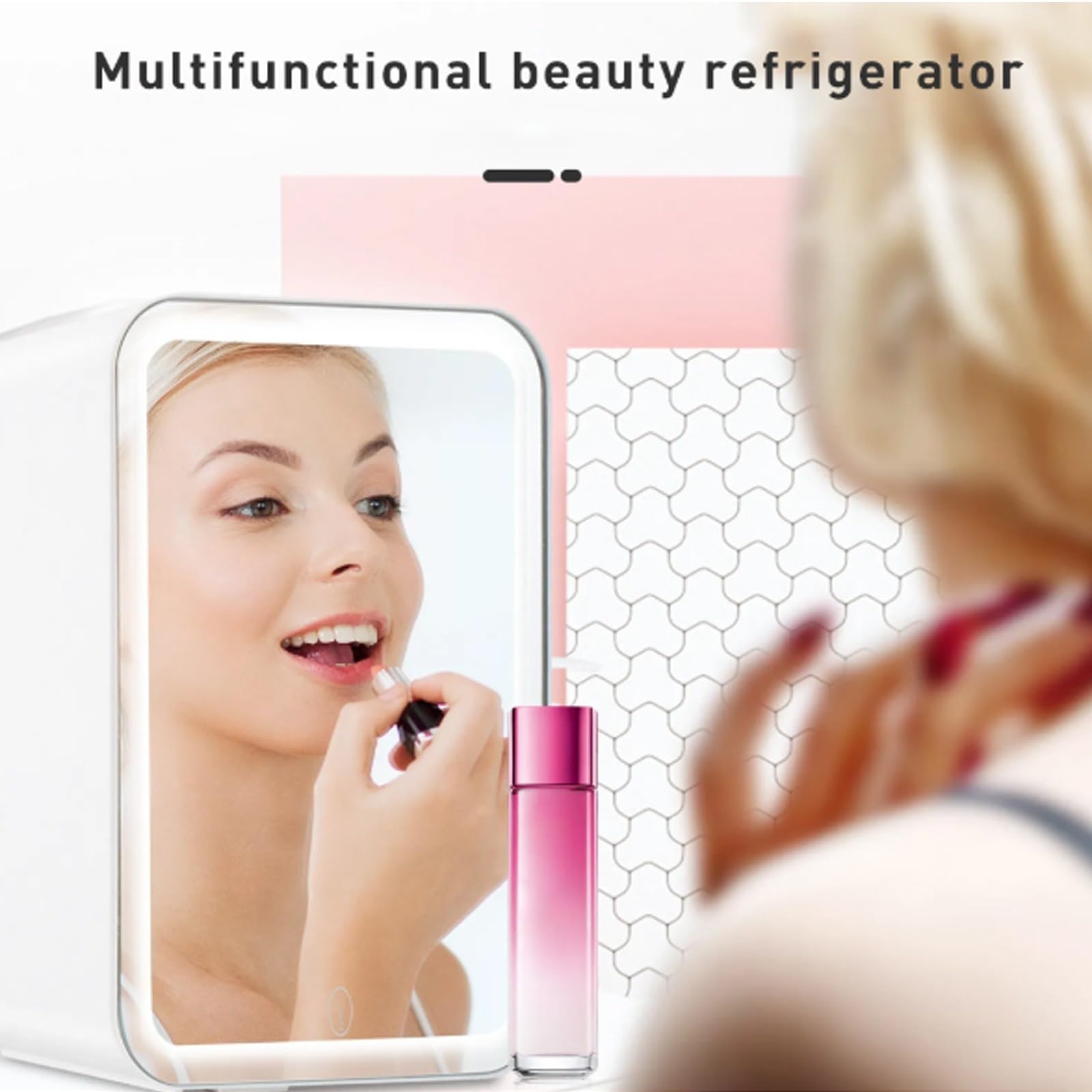 Frigo Maquillage Mini 4L Réfrigérateur Cosmétique avec LED Miroir