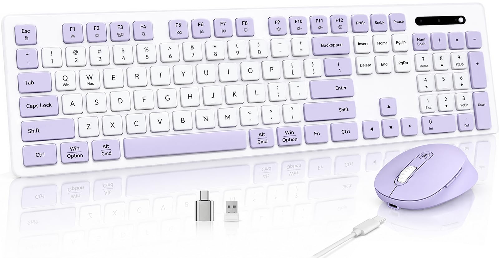 40%off Rechargeable 2.4GHz Wireless Keyboard and Mouse Combo - Purple/Blue