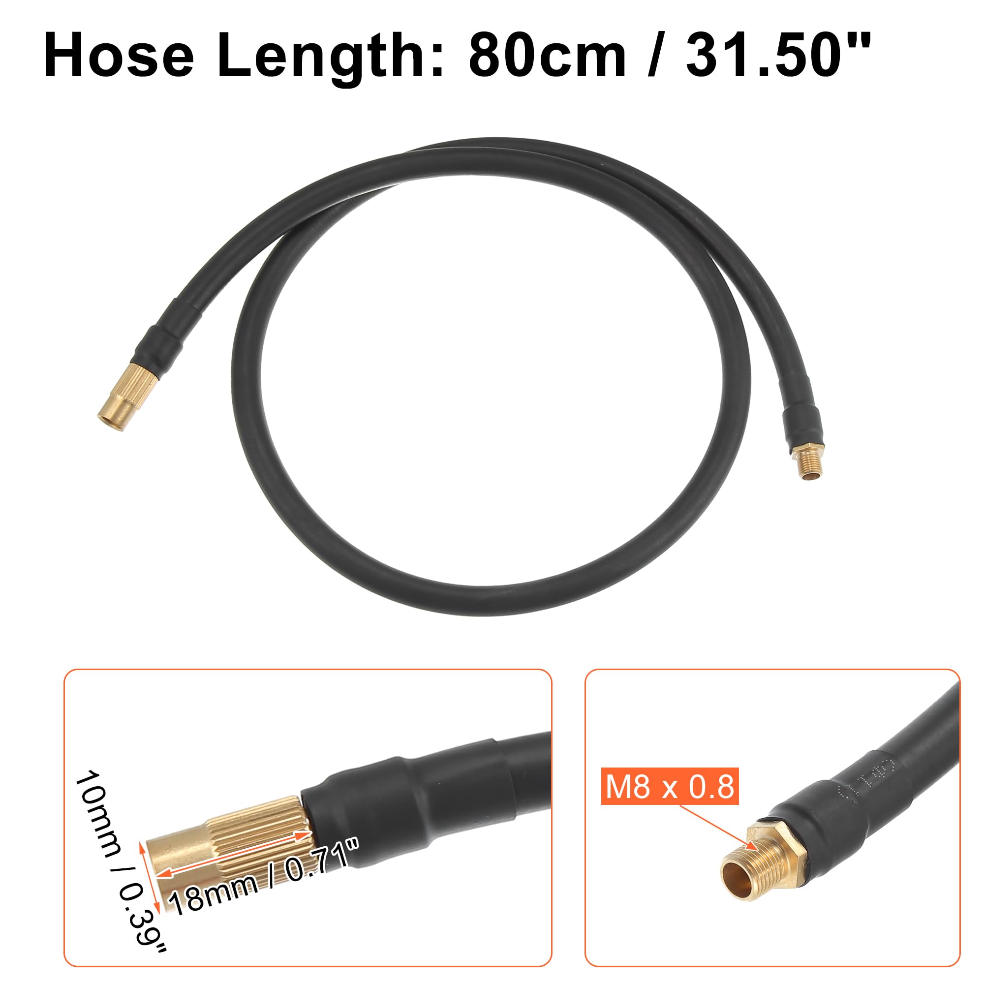 QUARKZMAN 80cm Macchina Pneumatico Gonfiatore Estensione Tubo Flessibile Adattatore Nero Rame Tono
