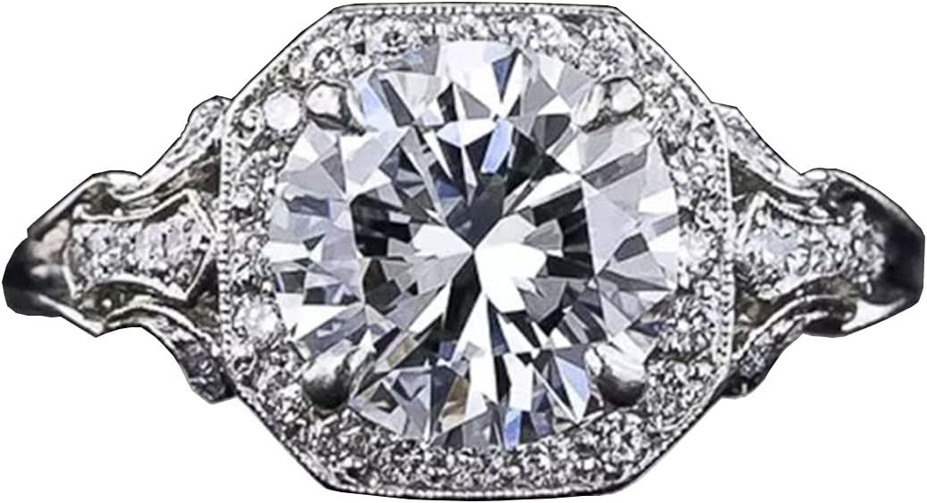 Vintage 2.6CT White Topaz 925 Silver Cubic Zirconia CZ Bridal & Engagement Ring Sizes 5 to 10 (7)
