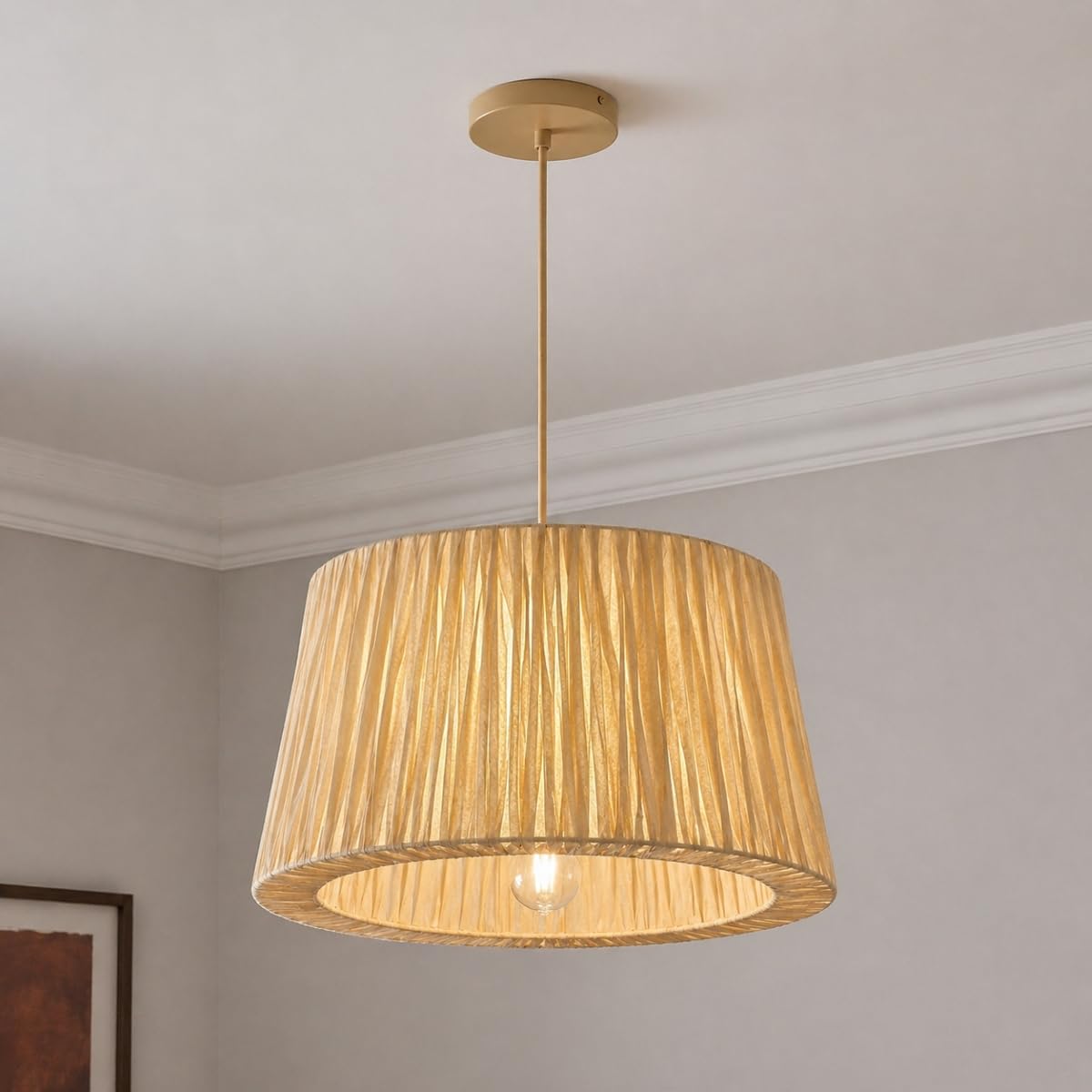 CGC Lighting Indoor Ceiling lamp Shade Straw Paper Easy fit Non Electrical (Large Straw) — image 1