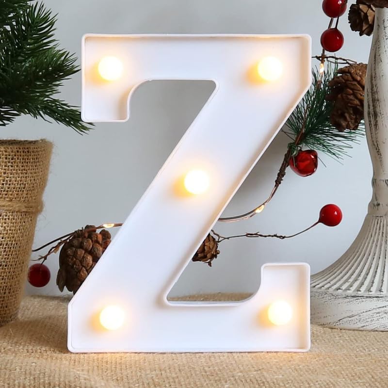 SATYAM KRAFT Acrylic 1 Pcs Marquee Alphabet Letter LED Light | Decorative Name Lamp for Home, Bedroom, Wedding, Birthday, Anniversary & Romantic Gift and Night and Wall Lamp (Z, Small),White