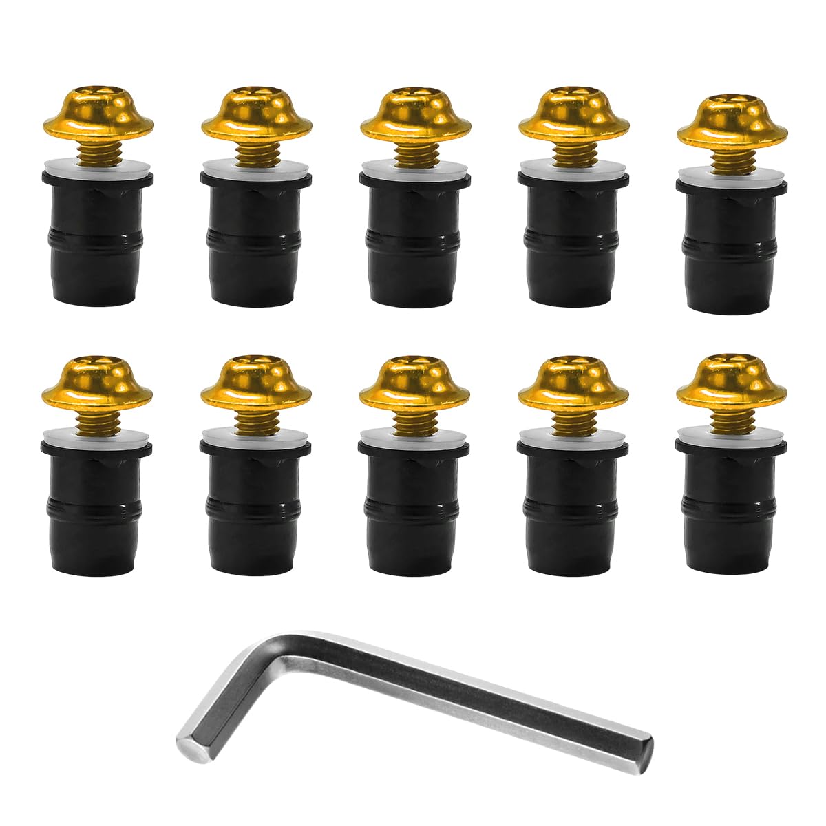 KVAEY 10 PCS Motorcycle Windshield Bolt Screw Kit, Aluminum Alloy Windscreen Mounting Bolt Screws, Universal Windshield Screws Bolts Nuts for Motorcycle Fairings, Car Accessories (Gold)
