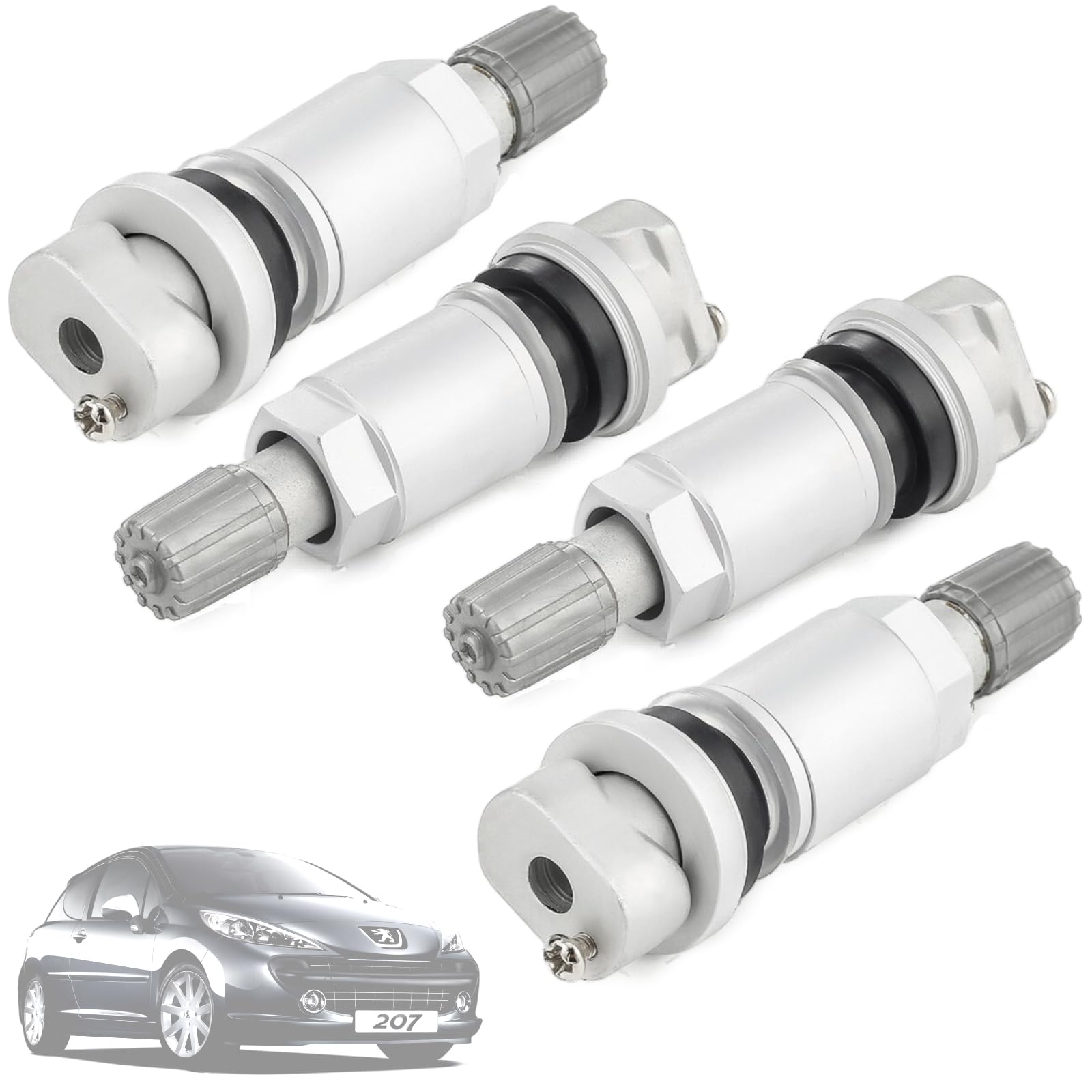 Twowinds - Válvula Sensor de Presión Compatible con Citroën C4 C5 C8, Peugeot 207 307 407 807, Ford Mondeo, Galaxy, Jeep (2006-2014), Renault Megane, Scenic - TPMS (lote de 4 piezas)