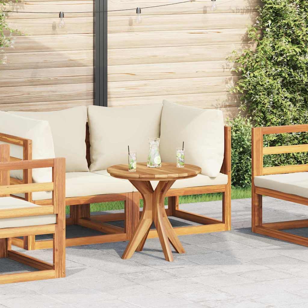 SXZenSpace Solid Teak Round Side Table 55 x 51 cm Brown Outdoor Coffee for Garden Patio Balcony Terrace Modern Design Robust and Weather-Resistant