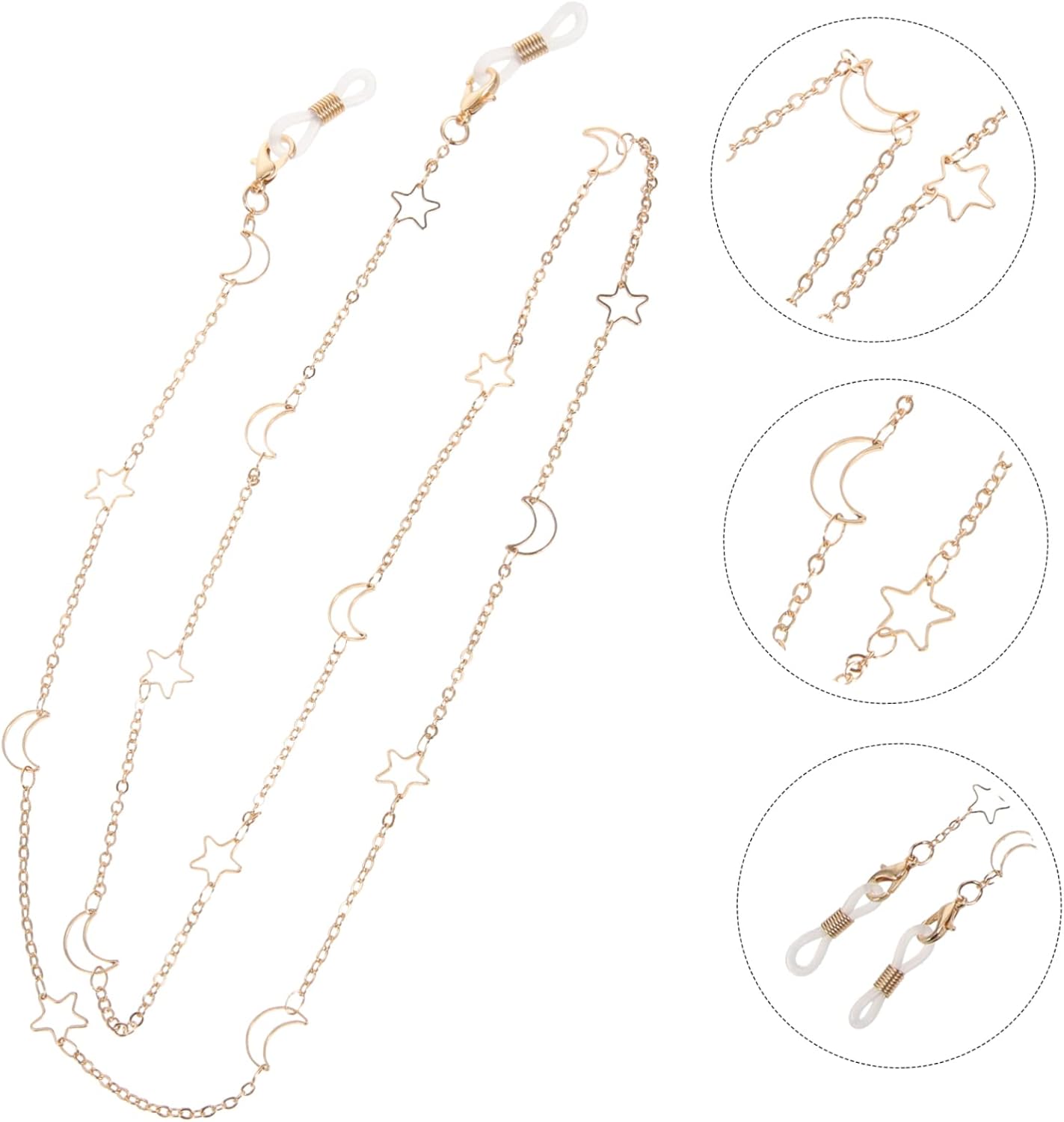 Star and Moon Eyeglasses Chain Strap Copper Lost Sunglass Lanyard for Women Stylish Eyewear Retainer for Comfortable Wear for Eyeglass Users