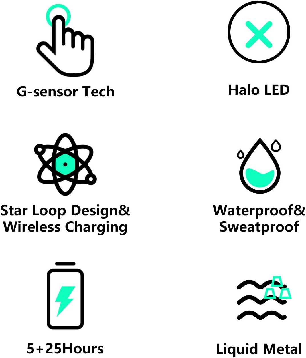 Exclusive Special True Wireless Earbuds, Bluetooth Headphones Waterproof Noise Cancelling with Star Loop Design, Halo Light, in-Ear Detection and Touch Control for iPhones and Android Green SX06