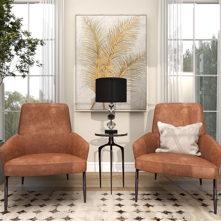 Miniatura 8 de Deco 79 Mesa auxiliar de metal de aluminio con mesa de vidrio texturizado, mesa auxiliar de 13 x 13 x 22 pulgadas, color negro