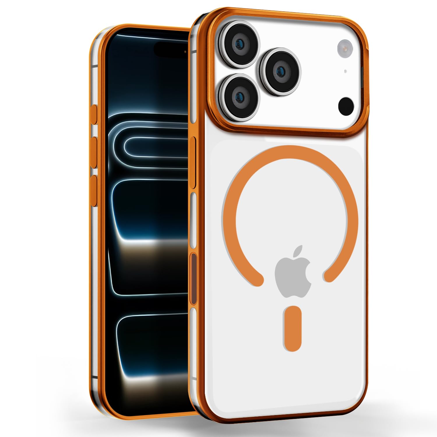 GRIPP Matrix Mag-Safe Case for iPhone 17 Pro Max (6.9″) | Military Grade 12ft Drop-Tested with D30 Tech, Transparent Back, Camera Ring Kickstand Function, Impact Resistant Bumper Back Cover – Orange