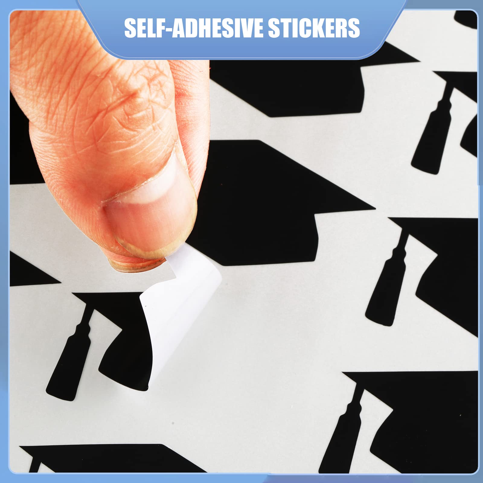 Snapklik.com : 900 Pcs Black Graduation Cap Sticker Black Graduation ...