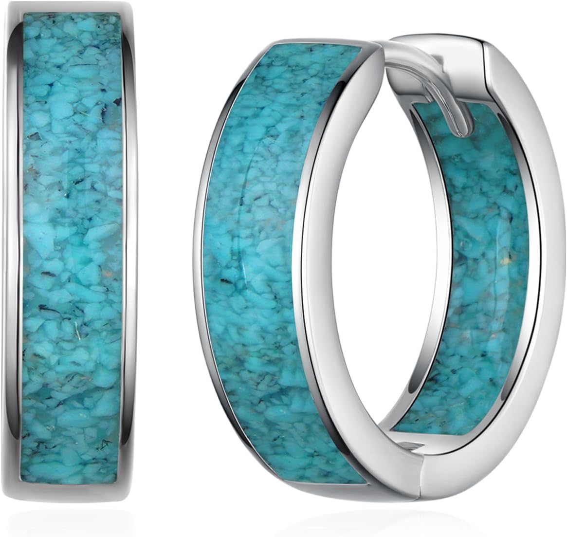 Hoop Earrings for Men 925 Sterling Sliver Turquoise Hoop Earrings Turquoise Jewelry Gifts for Men