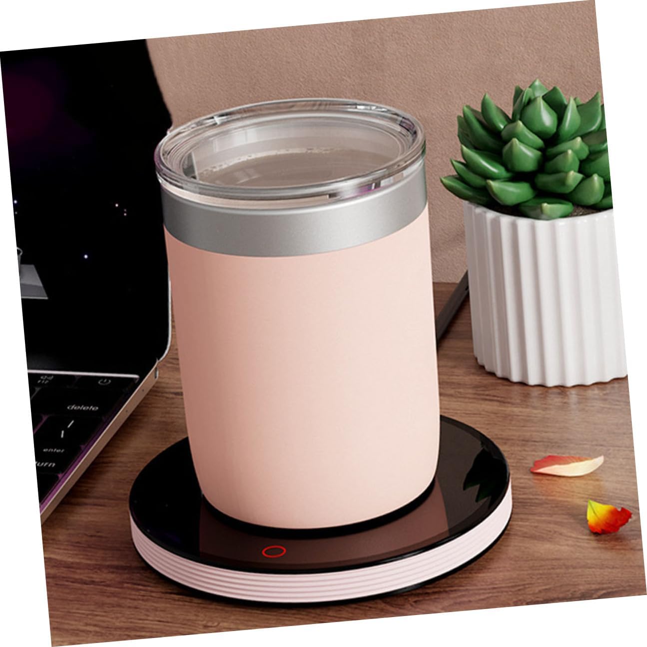 Convenient Coffee Warmer Mug Heater with Ac110v Power, Portable Cup Heater for Office Desk Use, Pink and Black Temperature Control Beverage Warmer
