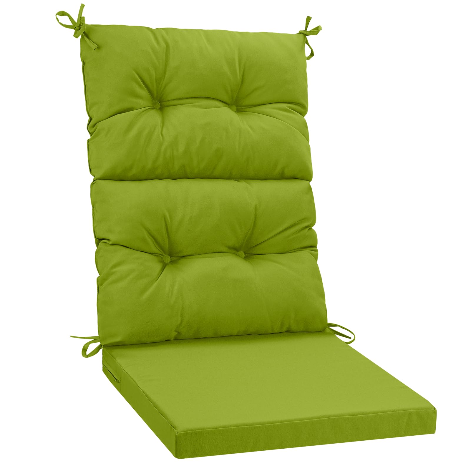 PRIMEPATIO Outdoor High Back Garden Chair Cushion 120x50cm, Waterproof Rattan Seat Pad with Tufted Backrest & Ties for Garden & Patio Furniture,Loungers, 120x50cm, Green