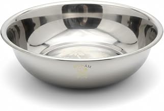 MOHAM Stainless Steel Bowl, Silver – Premium Polished Finish Multipurpose Serving & Mixing Bowl for Kitchen Use (23 x 23 x 6.5) cm