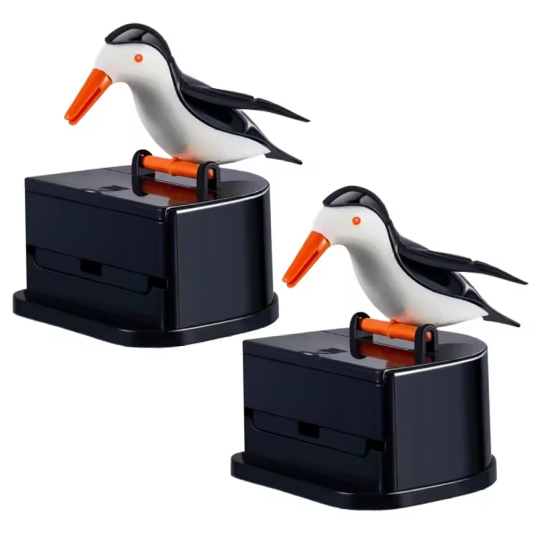 Takingup Black 2Pcs Toothpick Dispenser Funny Little Bird Toothpick Holder Dispenser Push-Type Tooth Pick Holder For Home Restaurant Dining