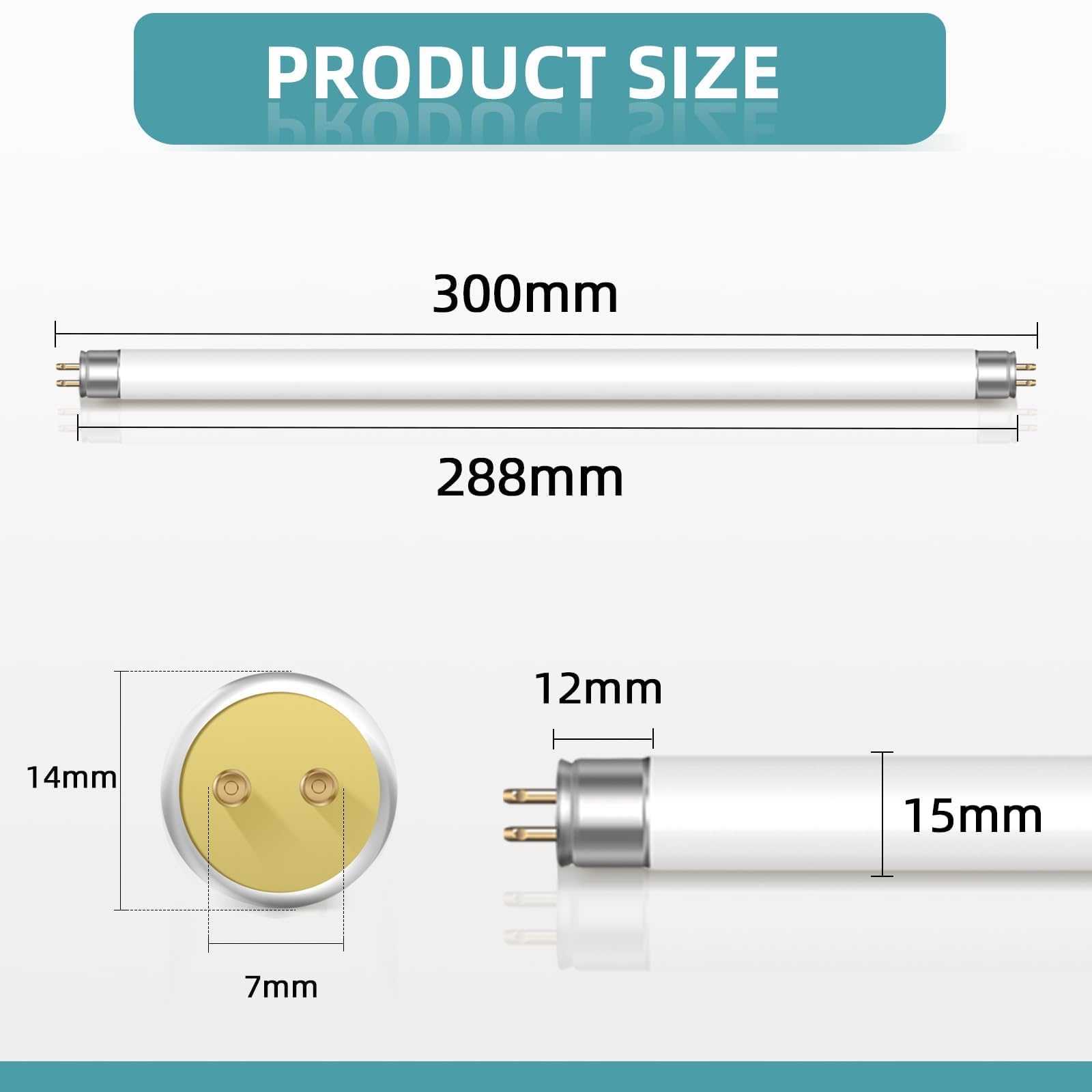 2 Pack Tubes Fluorescents 8W, 300mm,T5 Blanc Froid 4000K, 560LM, Base G5, Faible Consommation D'énergie, éclairage D'urgence à économie D'énergie, Convient Pour Cuisine, Salle De Bain, Armoire, Garage
