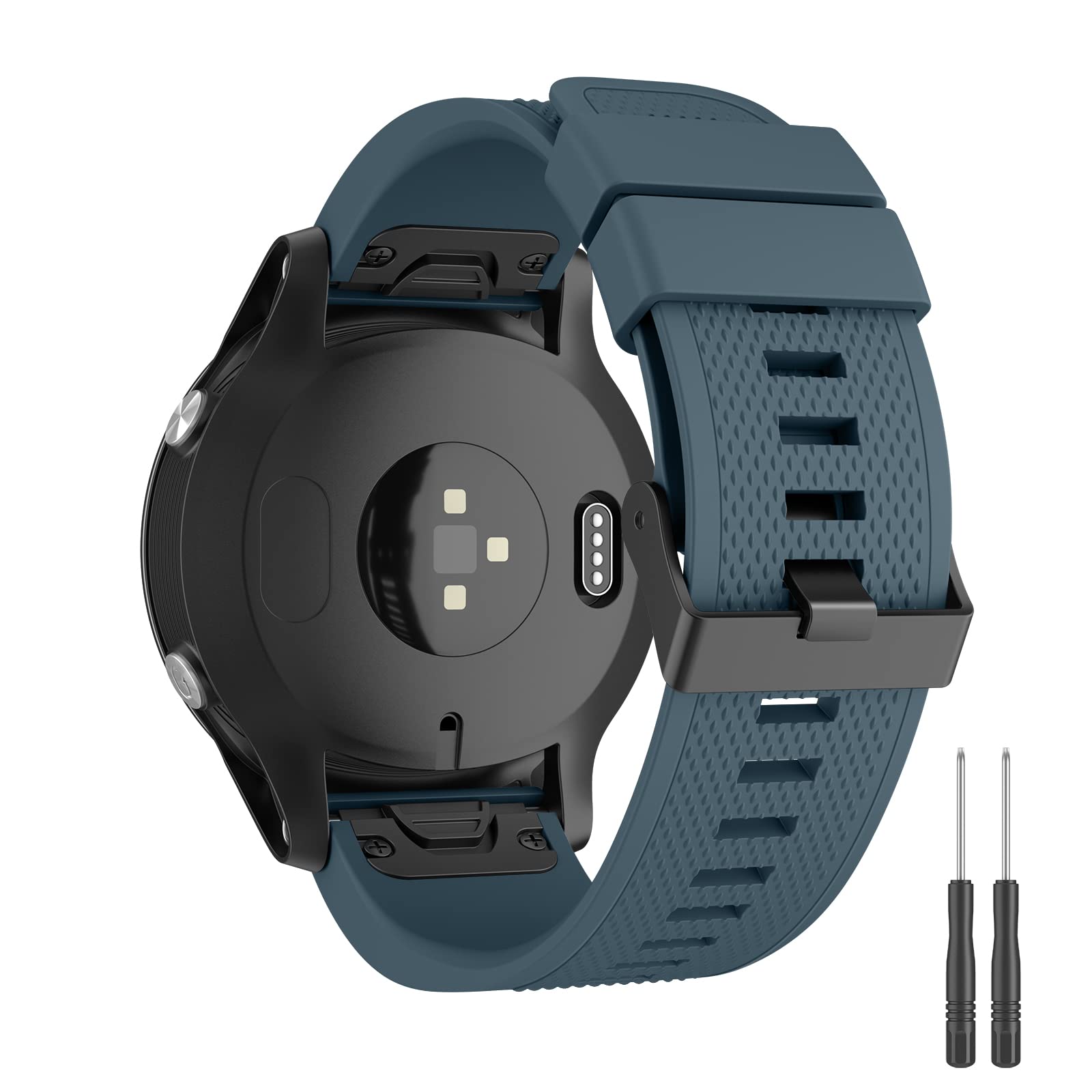 Zoye Quickfit 22mm Silicone Strap for Garmin Fenix 7/6/5 Series, Forerunner 945/935, Approach S60/S62, Quatix 6, Slate, 22mm - Image 2
