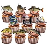 Fishing Party Pack, 36 Cup Cake Toppers - Edible Stand Up Decorations by AKGifts