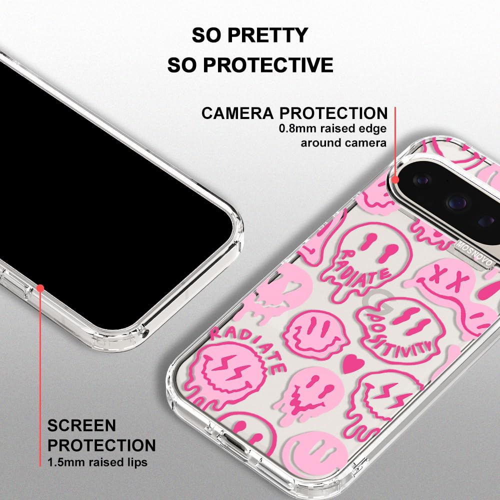 MOSNOVO Case for Google Pixel 10 & Pixel 10 Pro, [Buffertech 6.6ft Military-Grade Drop Protection] [Anti Peel Off Tech] Clear TPU Bumper Phone Case Cover Design - Cute Cherry — view 69