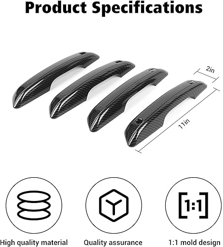 Miniatura 4 de Voodonala Funda para manija de puerta de automóvil Jeep Grand Cherokee compatible con Grand Cherokee 2022 + (4 unidadesjuego, fibra de carbono