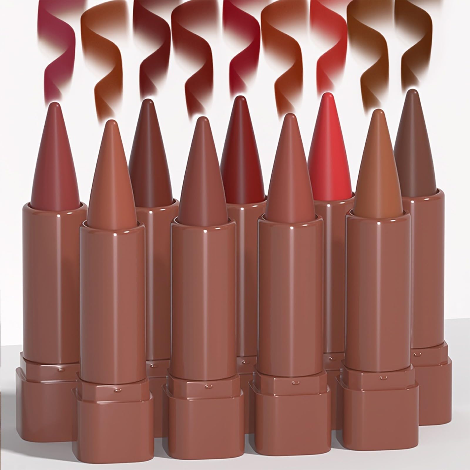 Set mit matten Lippenstiften, samtiger Farbverlauf, mit einziehbaren Lippenstiften, langlebig, für Damen und Geschenk (9 Stück Nr. 01 Nr. 09)
