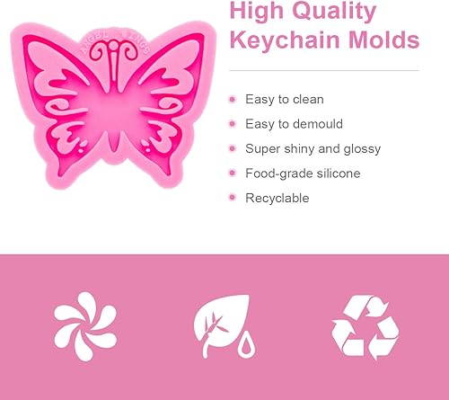 Miniatura 3 de Molde de silicona de resina con forma de mariposa súper brillante para llavero de resina epoxi, fabricación de joyas artesanales, arcilla polimérica