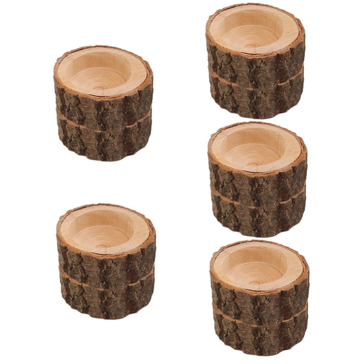 5 Set Portacandele A Palo Lumini Candelieri Candelabri Candele A Di Tè Candele Di Tealight Piccolo Portacandele Da Tè Soia Ceppo Titolare Decorazione Lumino Di Legno 2 Pezzi*5