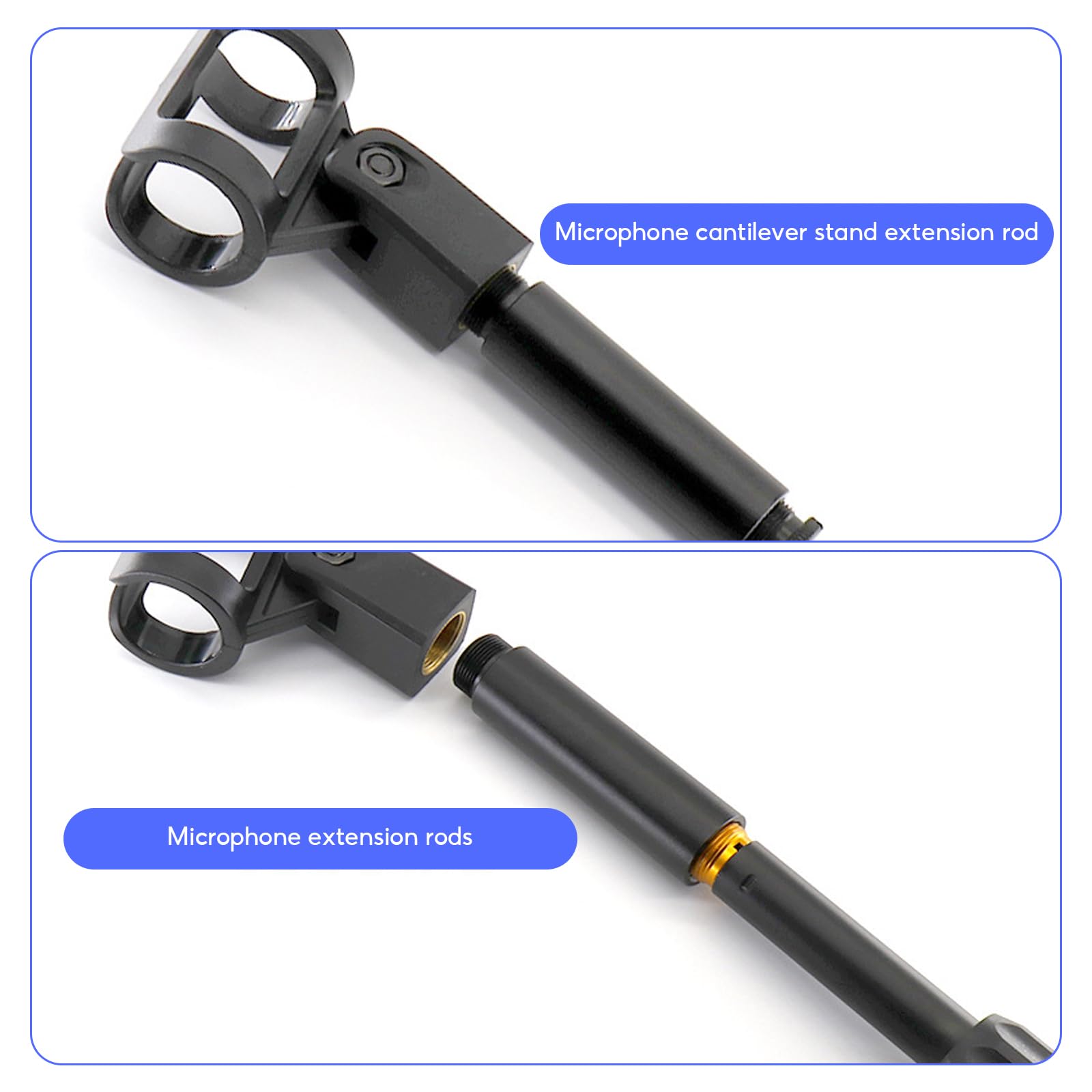 2Pcs Microphone Extension Tubes and 4 Pcs Mic Thread Adapter (3/8 Female to 5/8-27 Male), Mic Stand Extender - Image 4