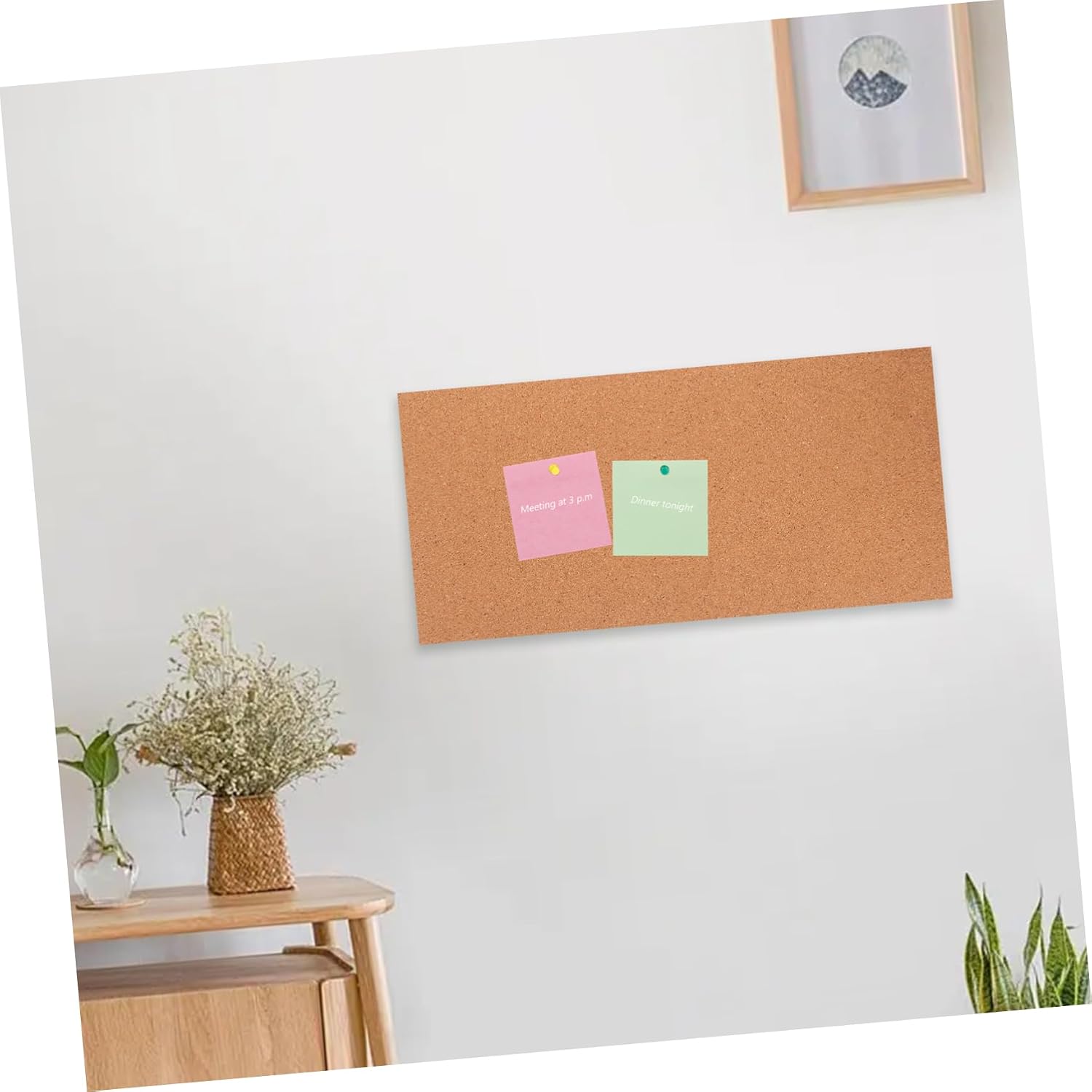 1/2 ' Thick Cork Board 17''x8'' Frameless Picture Bulletin Board for Wall Office Pin Self-Adhesive Cork Tile Decorative Wall