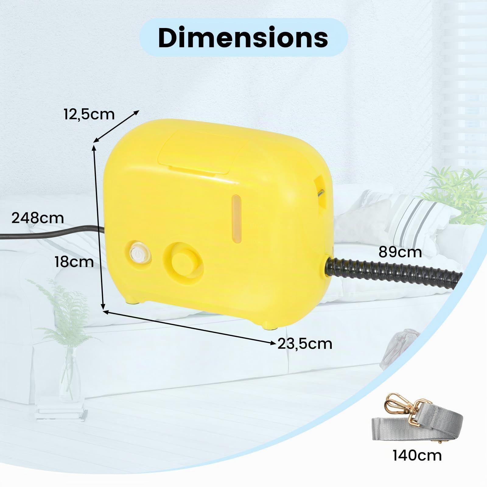 COSTWAY Nettoyeur Vapeur Portatif 1600W avec 11 Accessoires, Balai Vapeur Durée d'Utilisation Illimitée Réservoir d'Eau 1L, Nettoyant Vapeur Chauffage en 10 s pour Sol Canapé Tapis Rideaux (Jaune)