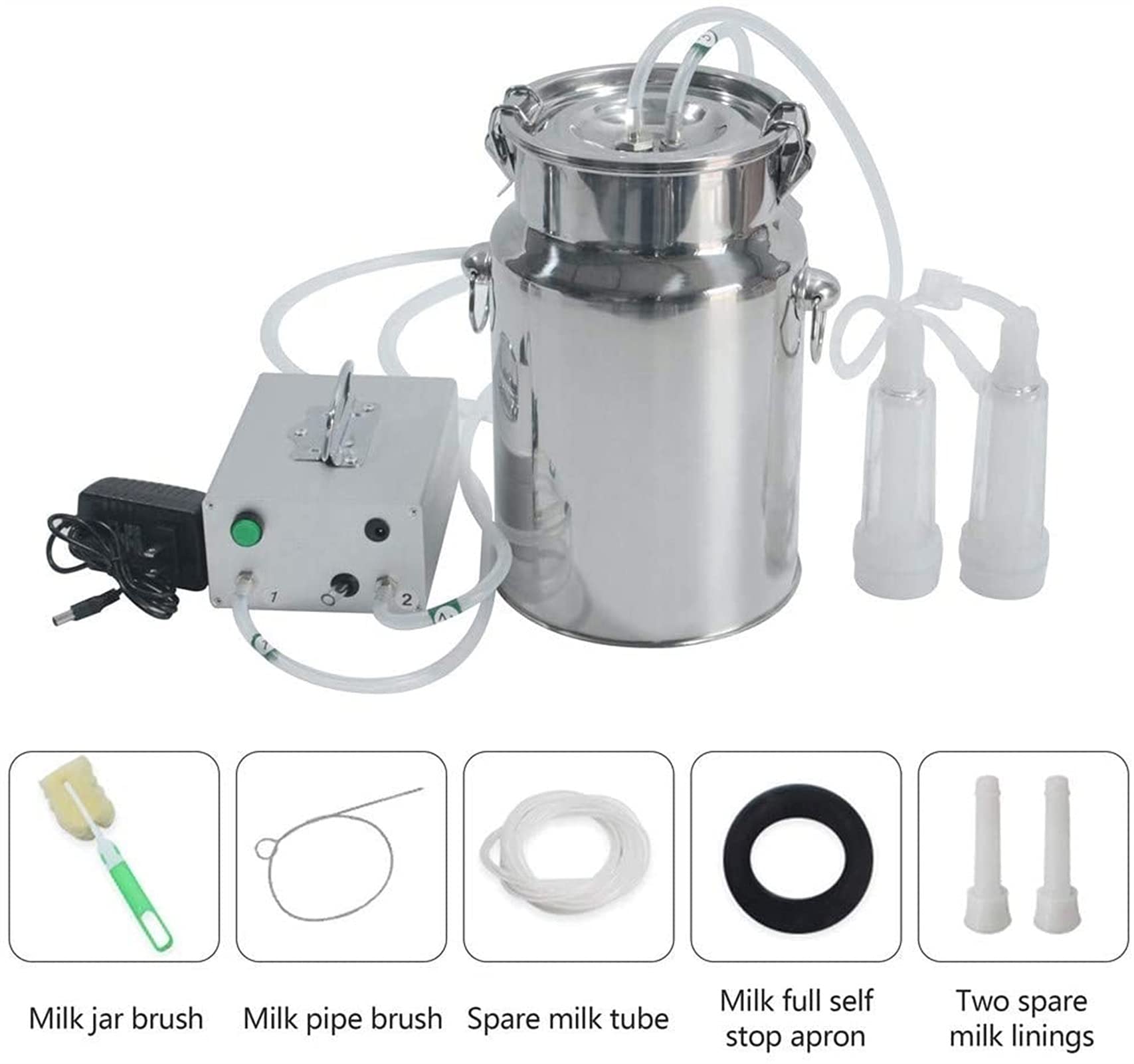 Mungitore Elettrico Per Mucche E Capre 14L - Pompa A Vuoto, Norma Europea 100-240V