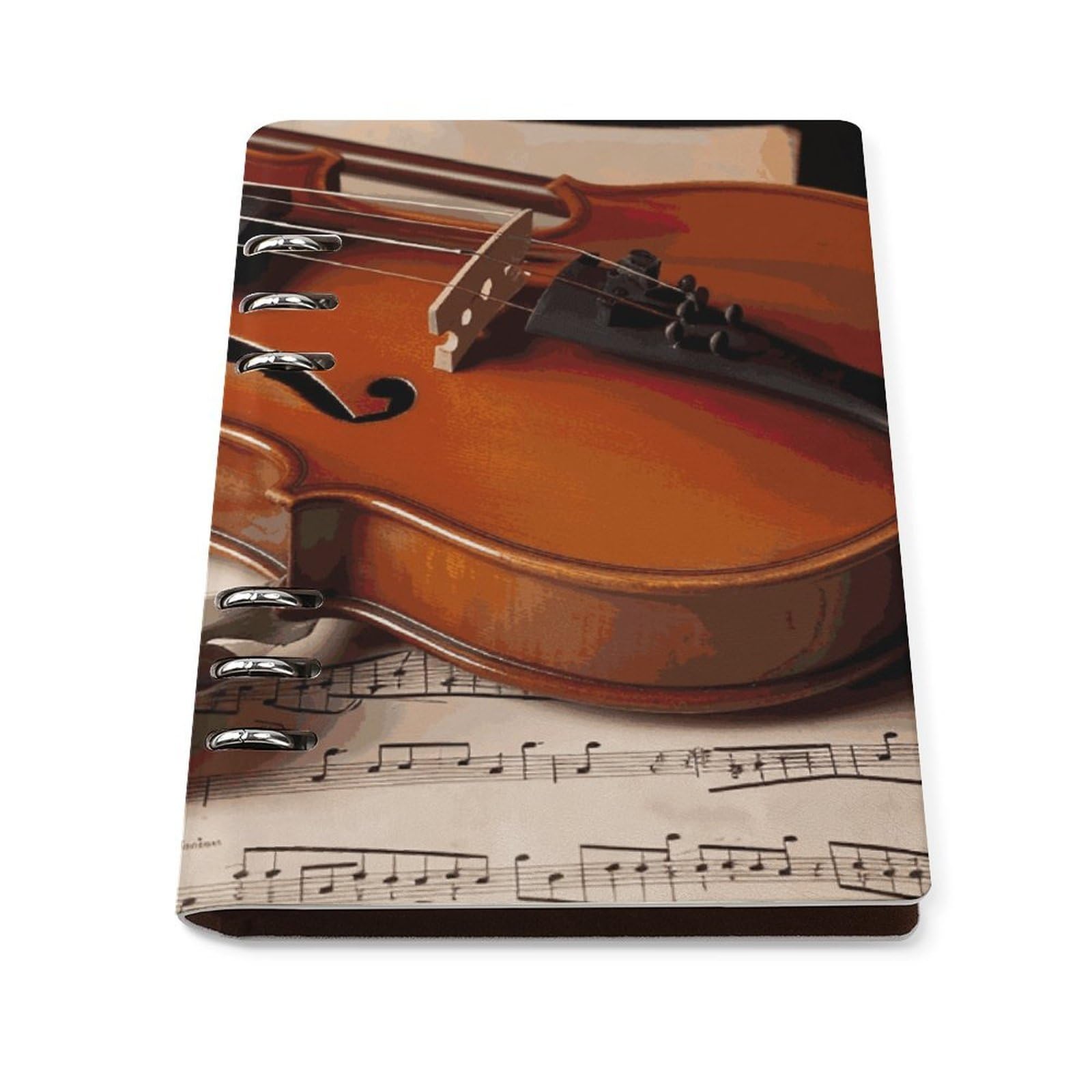 Cuaderno de hojas sueltas A5 de violín recargable con cubierta duradera de piel 8