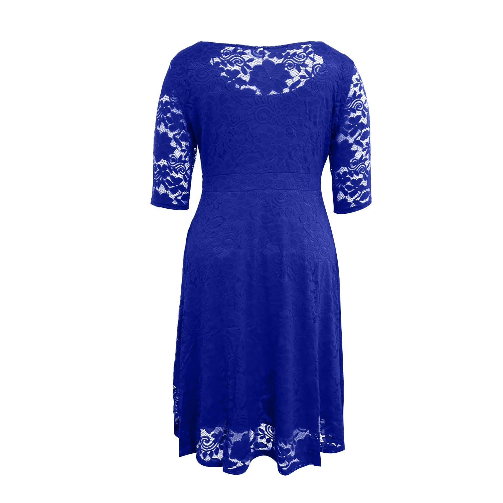 Festliche Kleider Damen Große Größen Spitze Lang Silvester Kleid Damen Midi A Linie Abendkleid Damen Halbarm Abendkleider Elegant Für Hochzeit Cocktailkleid Frauen Für Mollige Spitzenkleid