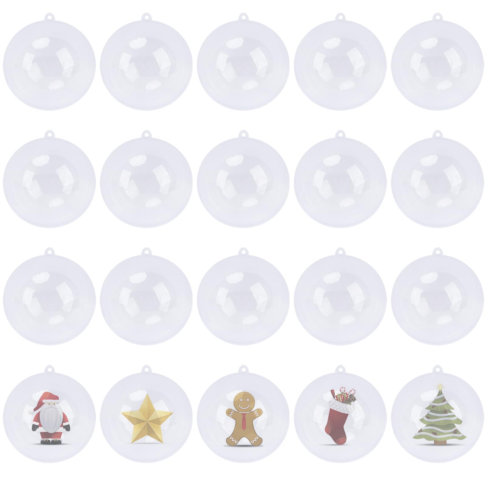 Fairblo 20Pcs Christmas Clear Baubles to Fill 10cm Clear Plastic Baubles Fillable Bauble Transparent Christmas Balls for Xmas Tree Wedding Party DIY Crafts Decorations
