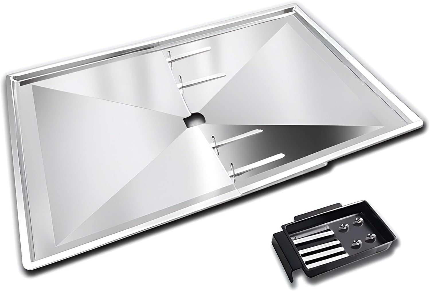 Verstellbare Fettwanne (83–91 cm) für 5-/6-Brenner-Gasgrills von Biltema, Lucifer, Napoleon, Landmann & Anderen europäischen Marken – Universelle Ersatz-Fettwanne für Gasgrills