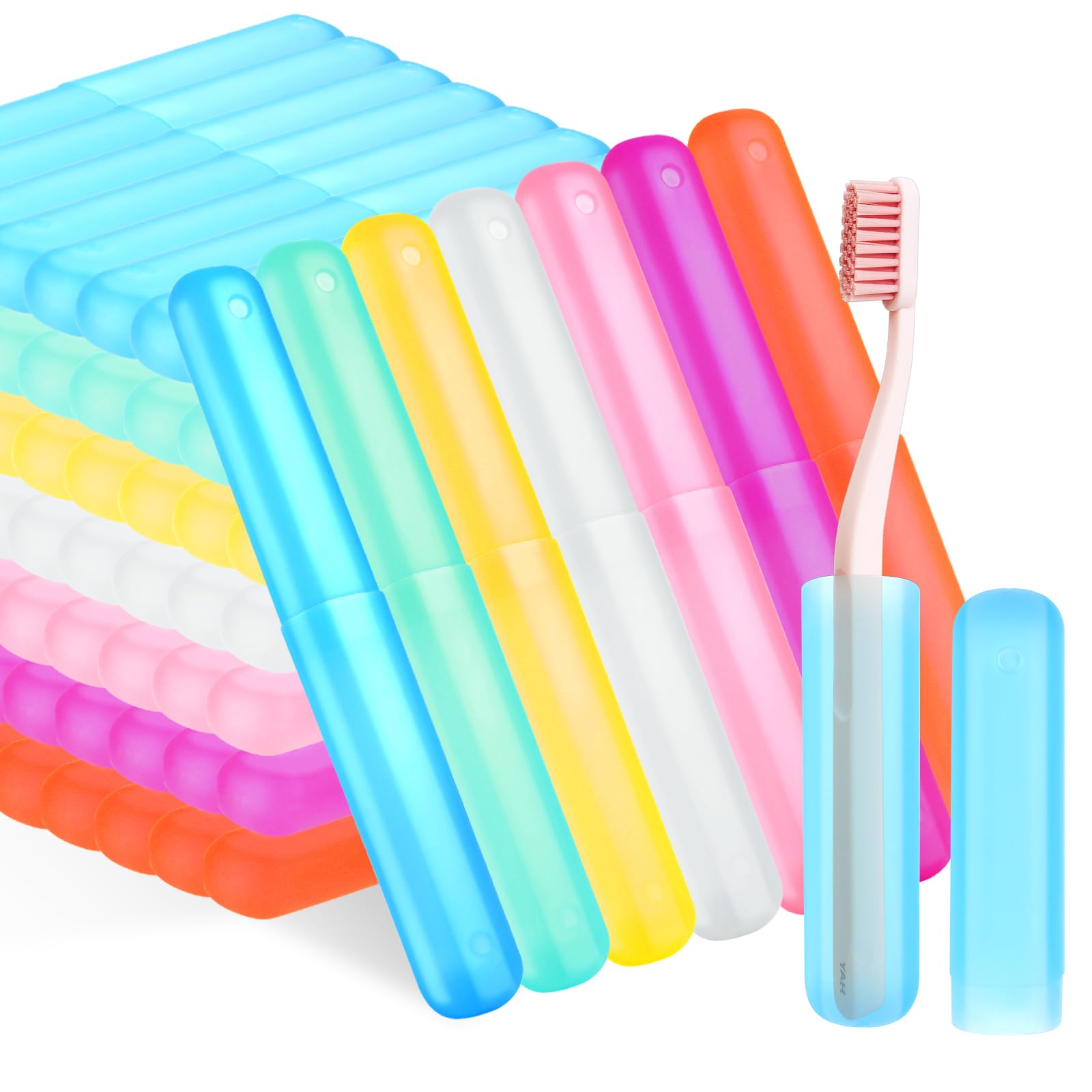 70 sztuk podróżne etui na szczoteczki do zębów, 7 kolorów, przenośny uchwyt do przechowywania szczoteczek do zębów, luzem, plastikowy, odporny na kurz, pokrowiec na szczoteczkę do zębów, uchwyt