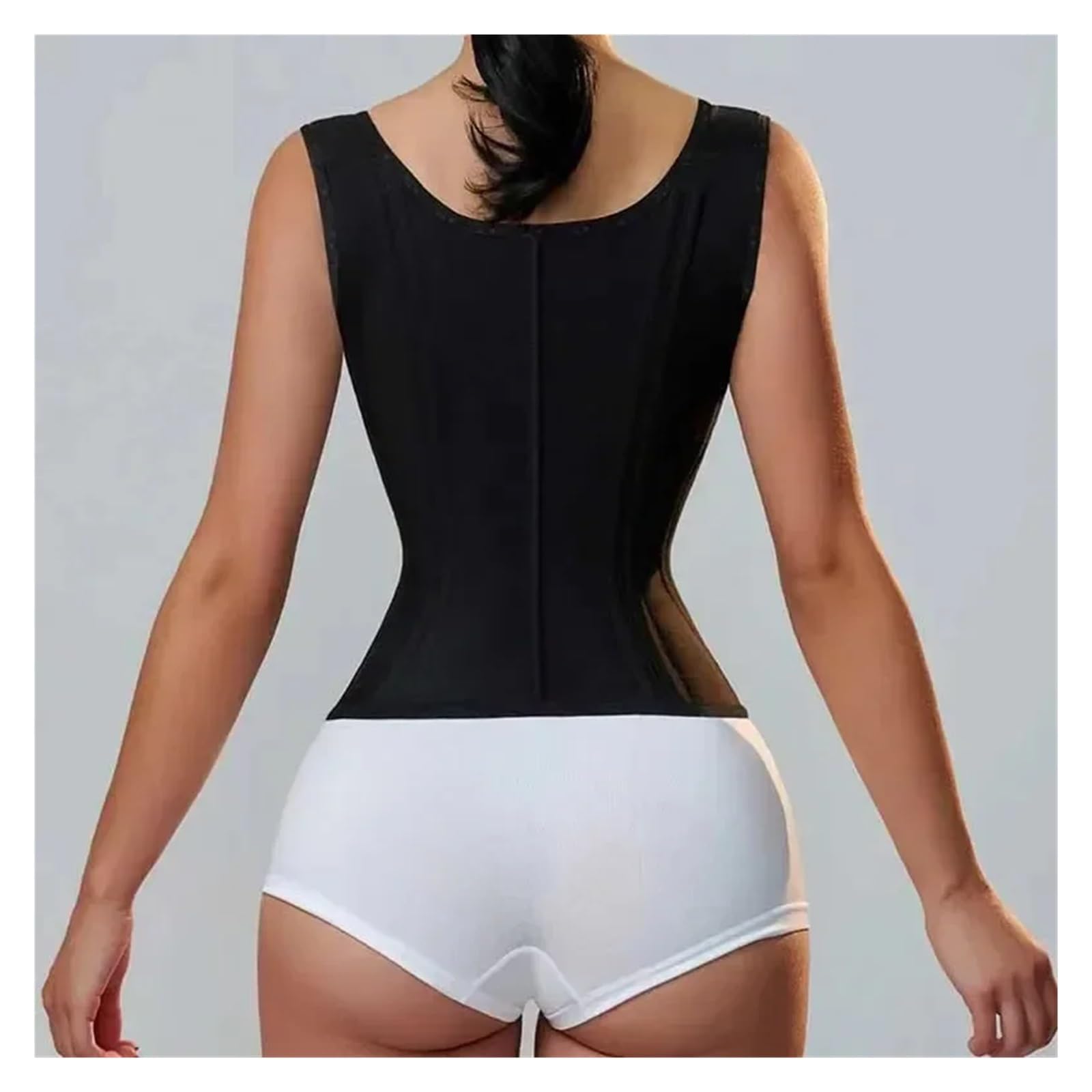 Fascia Addominale per Donna Top modellante con cerniera e cintura addominale 15 ossa in rete altamente elastica