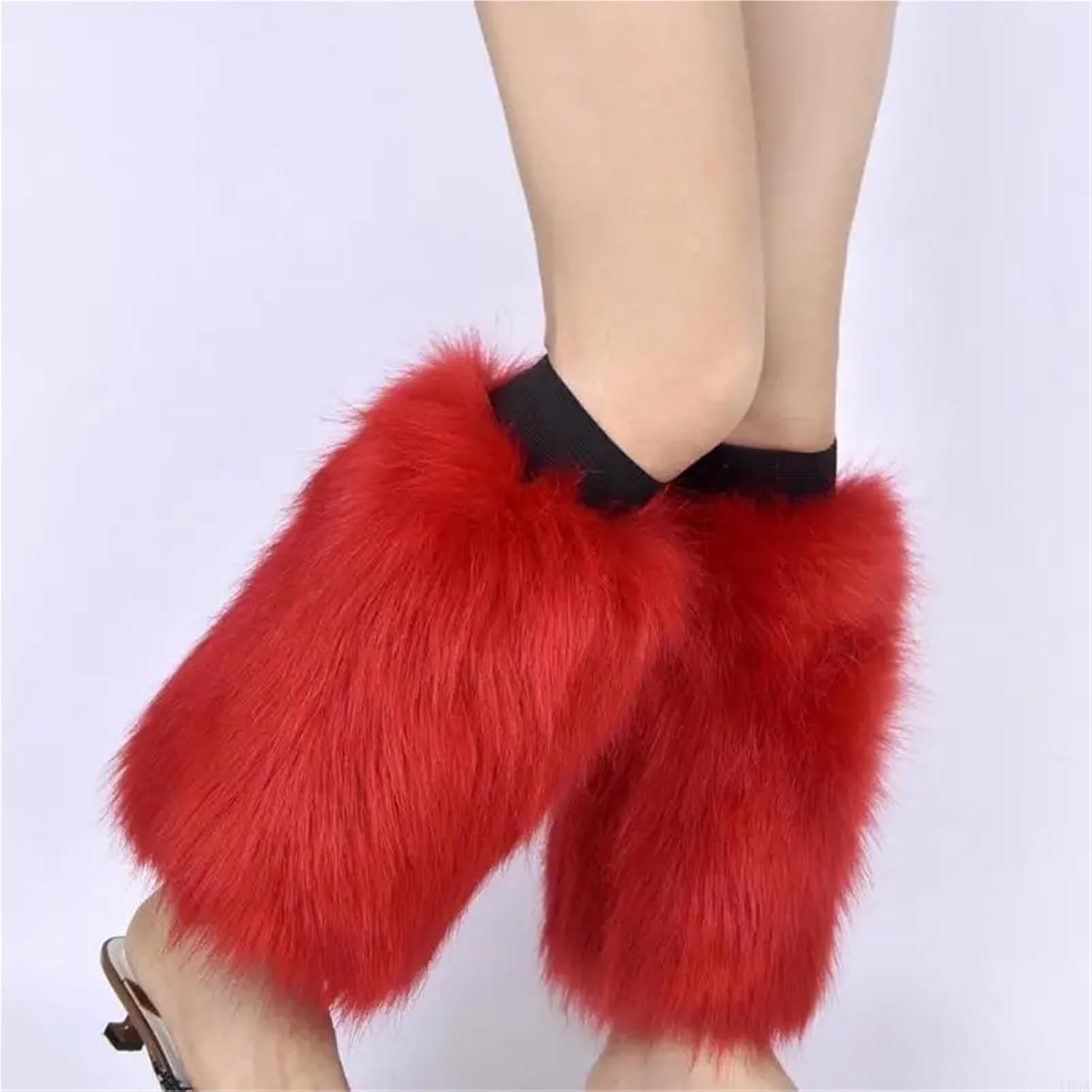 Faux Fur Fuzzy Leg Warmers 2Pair Women Faux Fur Leg Warmers Boot Covers Solid Color Furry Plush Leggings Cover