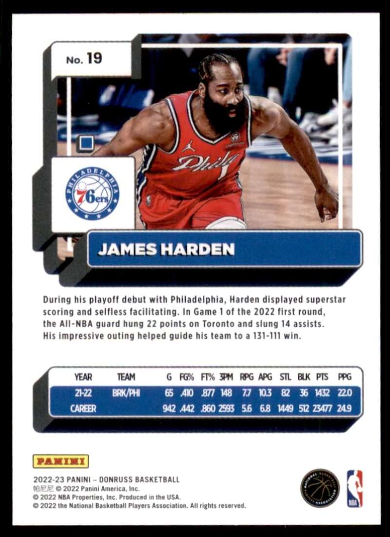Amazon.com: 2022-23 Donruss #19 James Harden Philadelphia 76ers