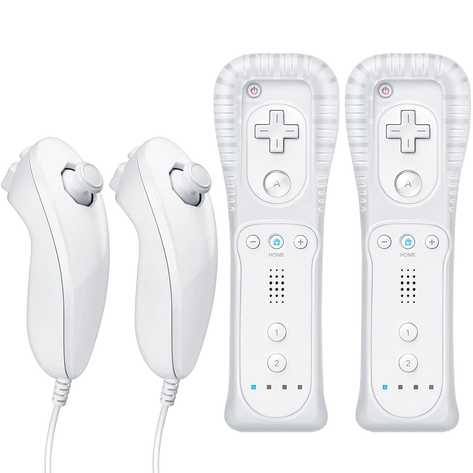 LaiChauKit Wii Remote with Nunchuck, 2 Pack, Compatible with Nintendo Wii/Wii U, Wii Controller with Nunchuck, with Silicone Case and Wrist Strap